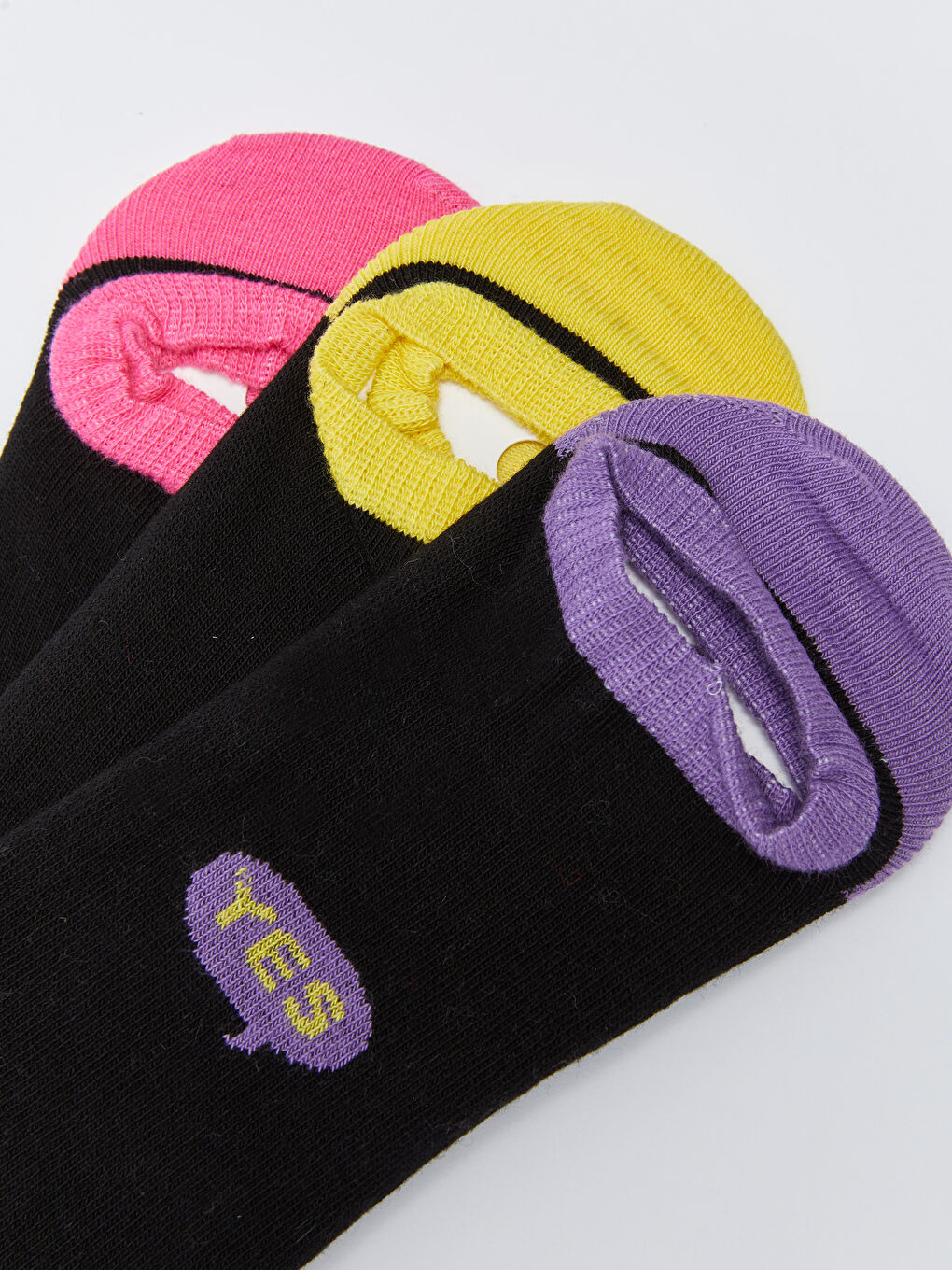 Mavi Renk Bloklu Kadın Patik Çorap 3'lü Paket-2