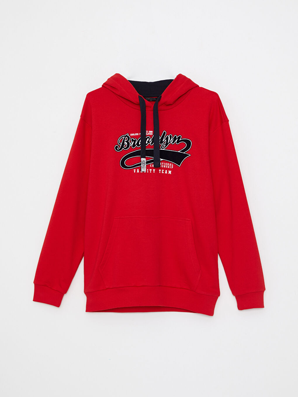 LCW Casual Kırmızı Uzun Kollu Baskılı Kalın Erkek Hoodie - 5