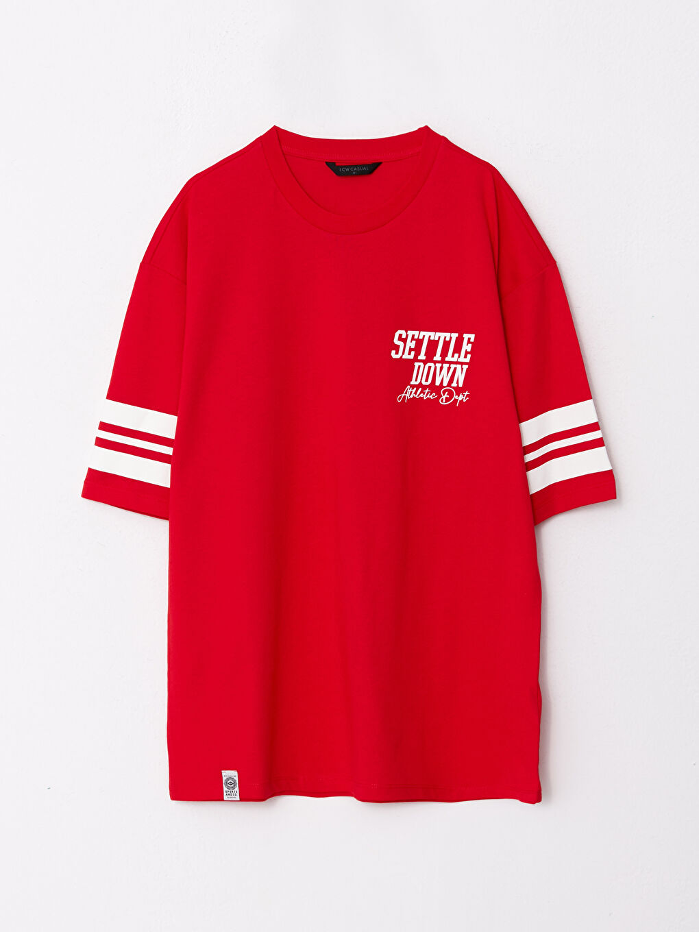 Kırmızı Bisiklet Yaka Kısa Kollu Baskılı Penye Erkek Tişört-5