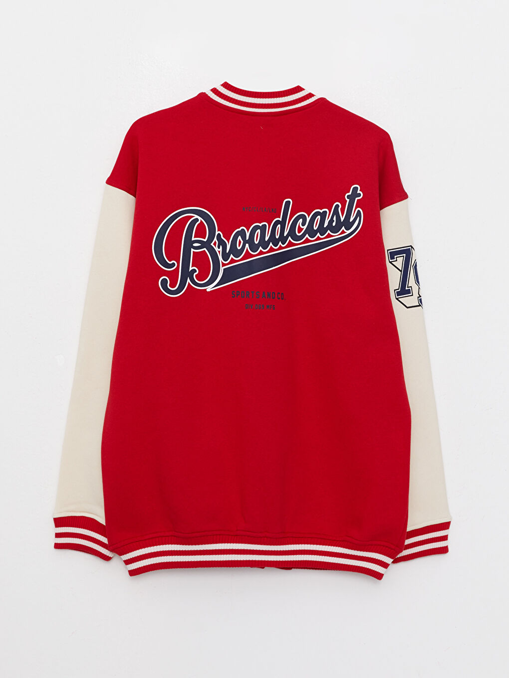 Свободная Толстая Куртка-Бомбер Колледж с Длинным Рукавом для Мужчин-10