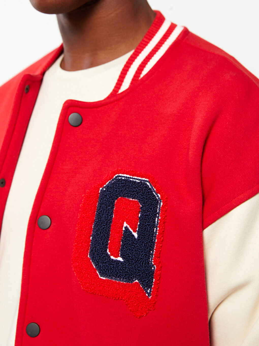 Свободная Толстая Куртка-Бомбер Колледж с Длинным Рукавом для Мужчин-6