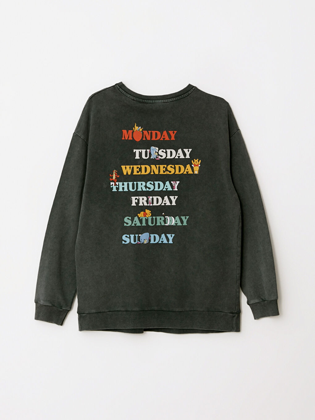 Bisiklet Yaka Winnie the Pooh Baskılı Uzun Kollu Pamuklu Hamile Sweatshirt-6