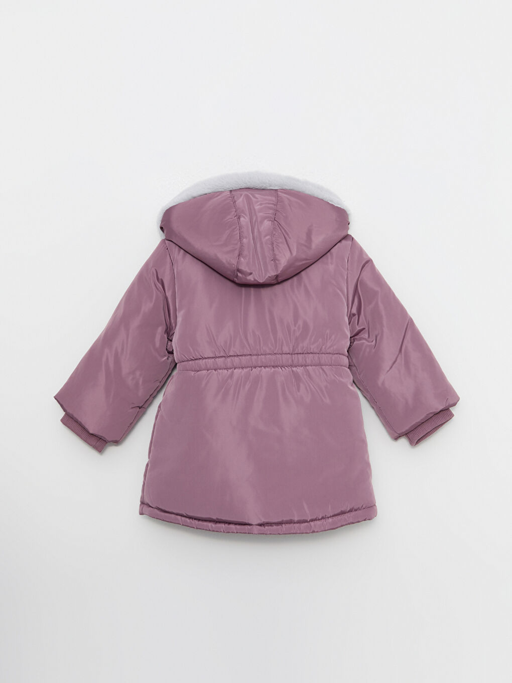 Mürdüm Kapüşonlu Uzun Kollu Baskılı Kız Bebek Mont-2