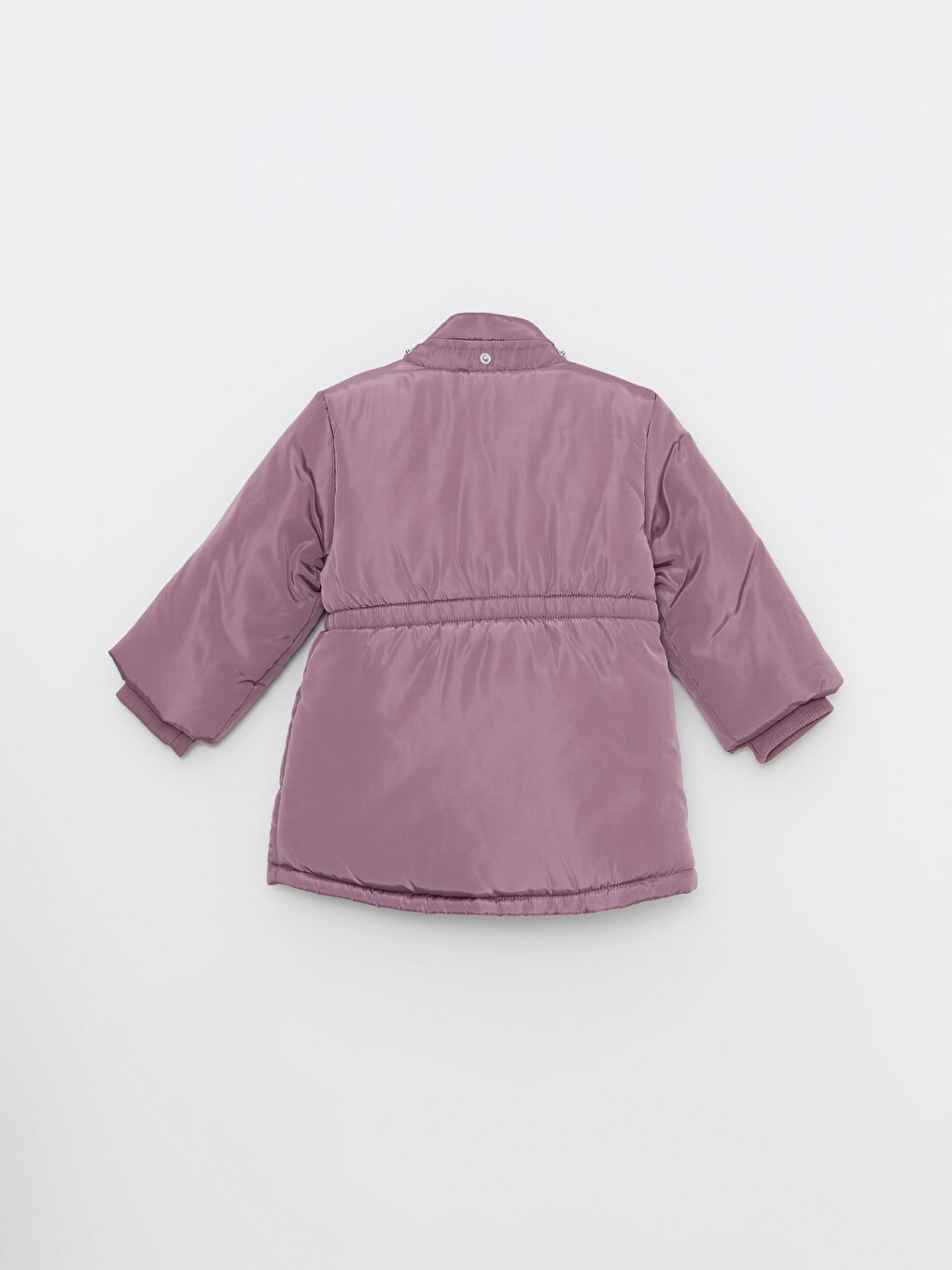 Mürdüm Kapüşonlu Uzun Kollu Baskılı Kız Bebek Mont-3