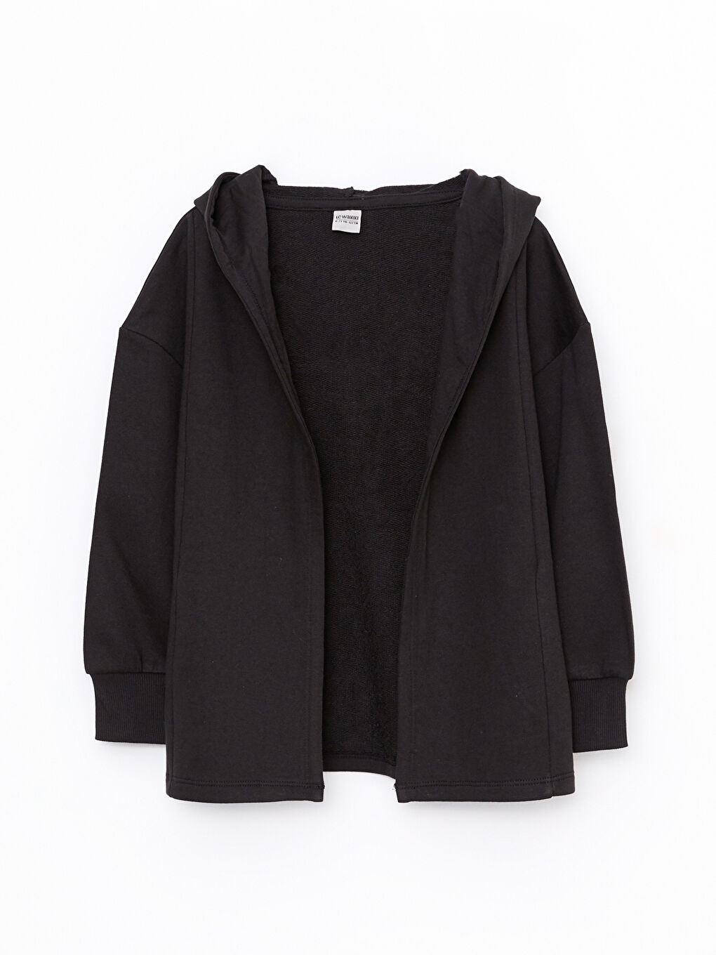 Siyah Kapüşonlu Baskılı Uzun Kollu Erkek Çocuk Hırka