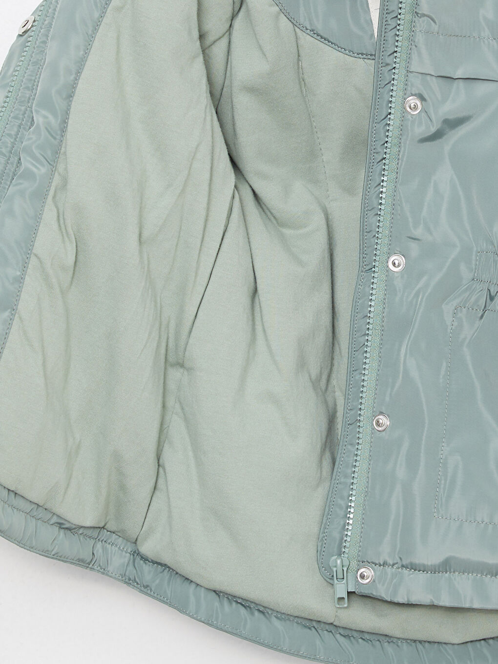 Yeşil Kapüşonlu Uzun Kollu Basic Kız Bebek Mont-2