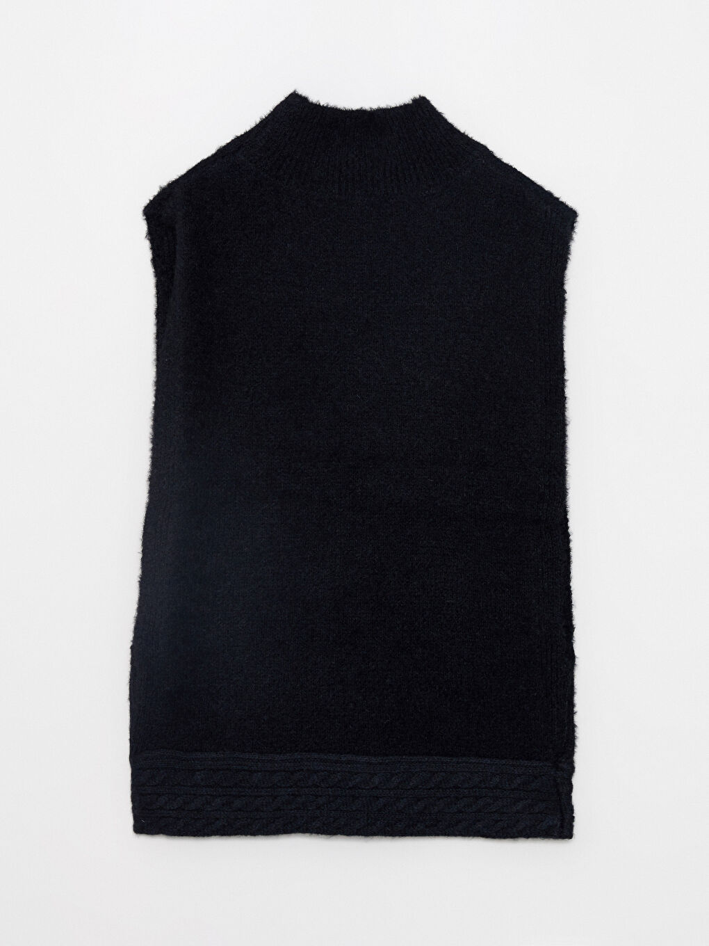 Siyah Kadın Yarım Balıkçı Yaka Düz Triko Süveter-6