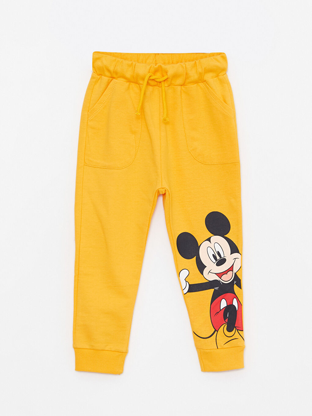 Sarı Bisiklet Yaka Uzun Kollu Mickey Mouse Baskılı Sweatshirt ve Eşofman Alt Erkek Bebek 2'li Takım-2