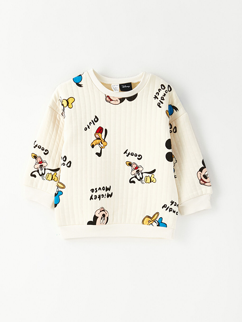 Bej Bisiklet Yaka Uzun Kollu Disney Baskılı Erkek Bebek Sweatshirt-2