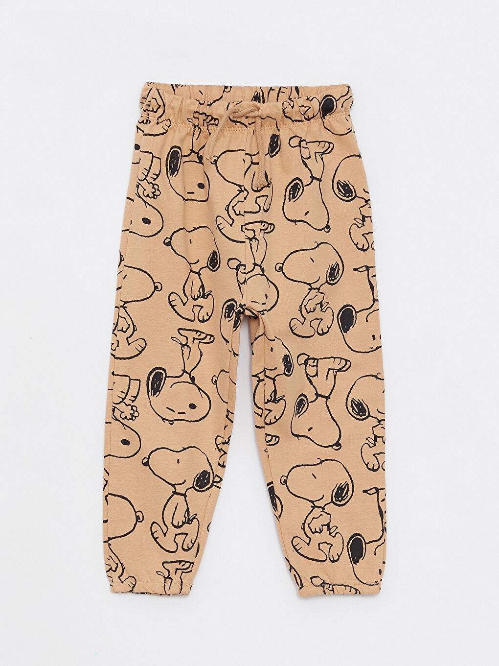 Kahverengi Bisiklet Yaka Uzun Kollu Snoopy Baskılı Erkek Bebek Sweatshirt ve Eşofman Alt 2'li Takım-2