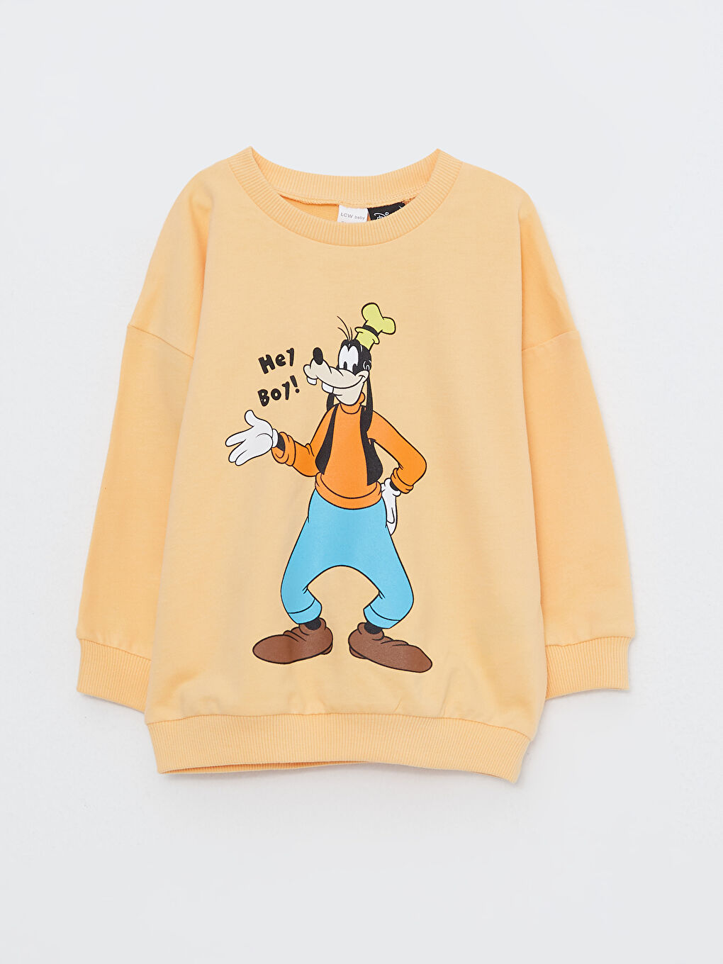 LCW baby Pastel Turuncu Bisiklet Yaka Uzun Kollu Goofy Baskılı Erkek Bebek Sweatshirt - 2