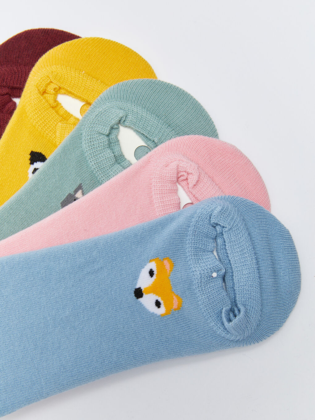 Mavi Baskılı Kadın Patik Çorap 5'li-2