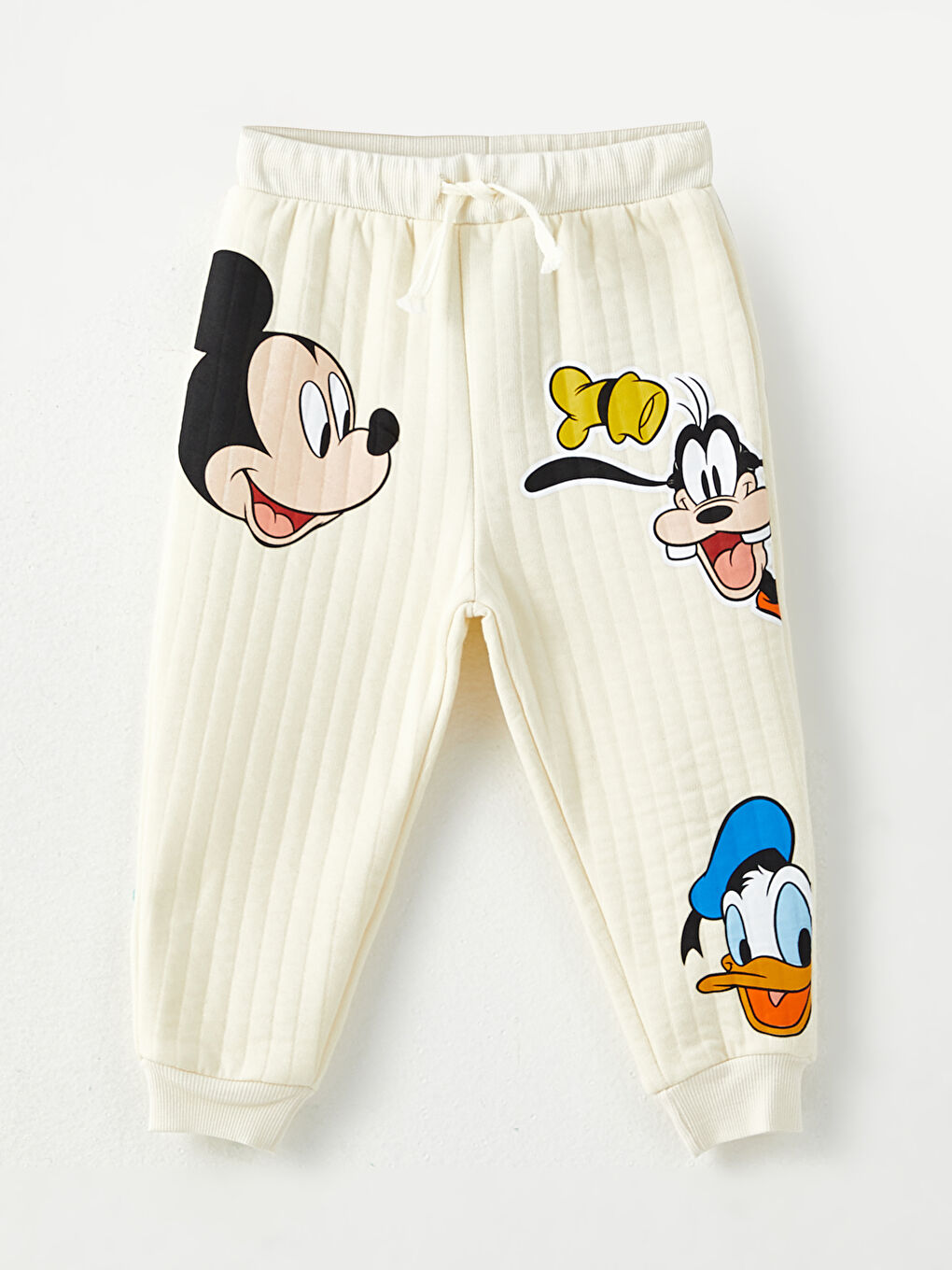 Bej Beli Lastikli Mickey Mouse Baskılı Erkek Bebek Eşofman Alt