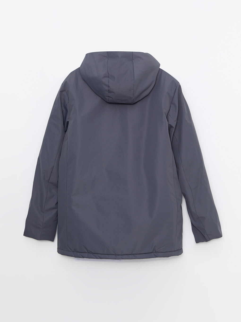 Gri Standart Kalıp Kapüşonlu Erkek Mont-5