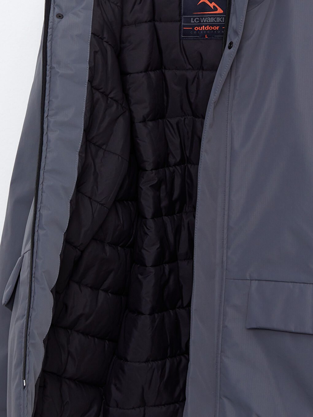 Gri Standart Kalıp Kapüşonlu Erkek Mont-6