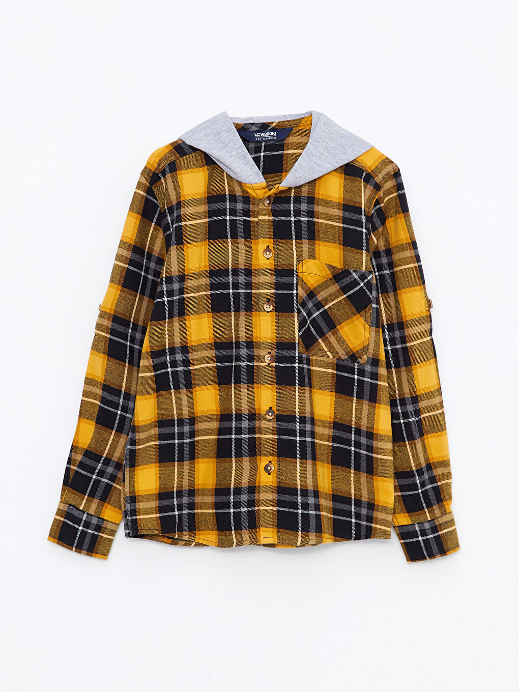 LCW Kids Hooded Plaid Long Sleeve Boy Shirt -W2AH76Z4-LQ4
