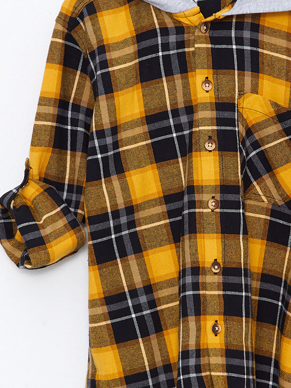 LCW Kids Hooded Plaid Long Sleeve Boy Shirt -W2AH76Z4-LQ4