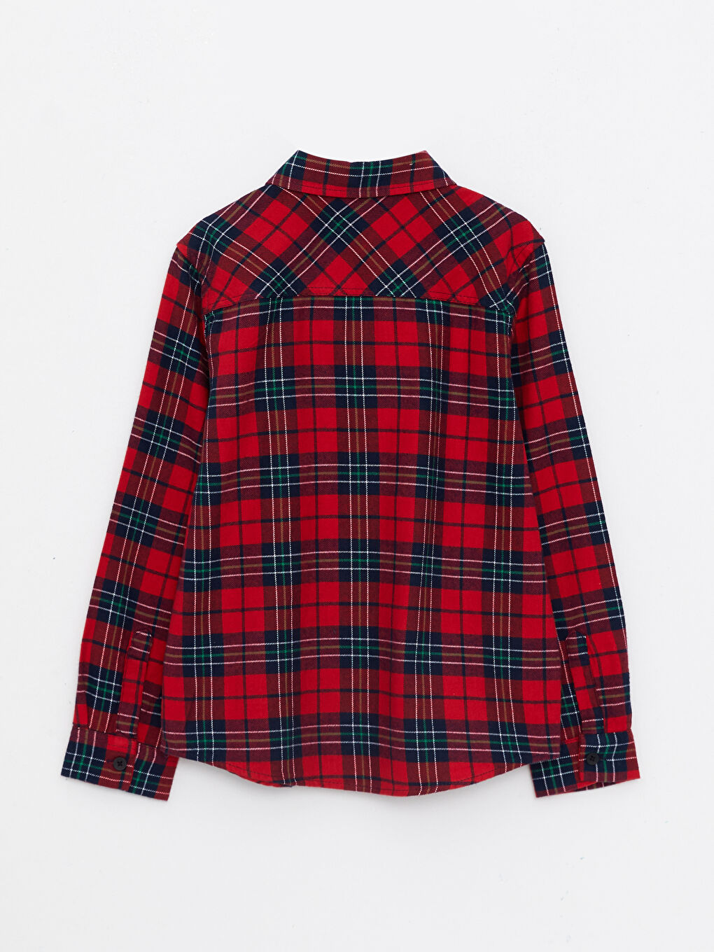 Kırmızı Ekose Uzun Kollu Gabardin Erkek Çocuk Gömlek-1
