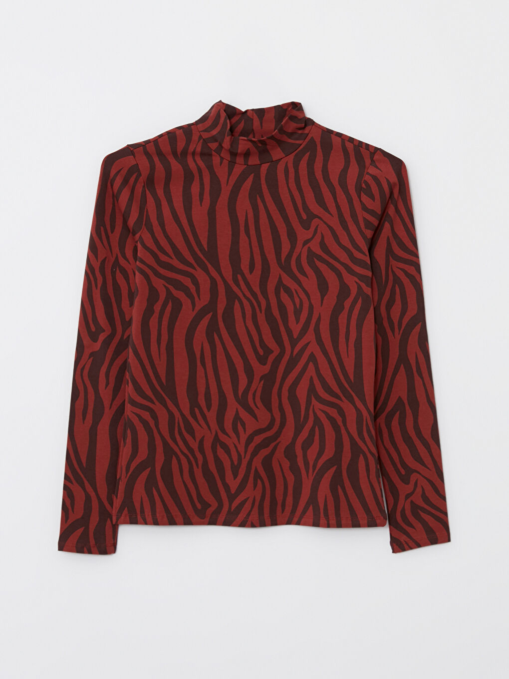 LC Waikiki High Collar Patterned Long Sleeve Women's T-Shirt Mother Daughter Combination -W2AH94Z4-LEG
