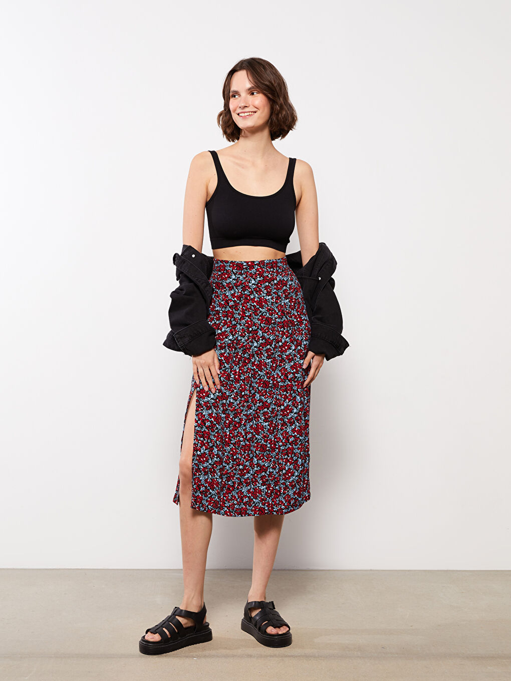 LCW Vision Patterned Viscose Women's Skirt -W2AI38Z8-LQQ