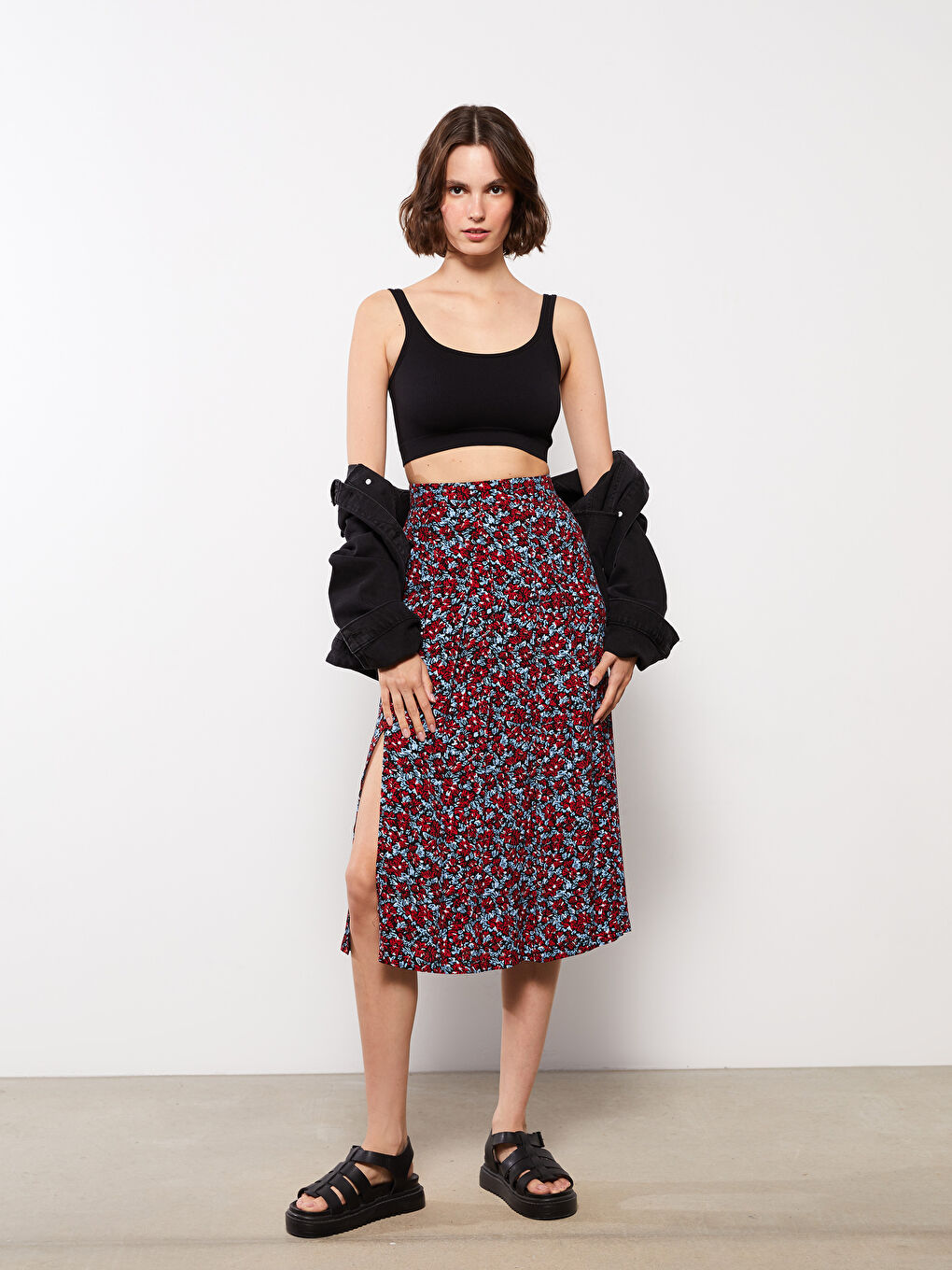LCW Vision Patterned Viscose Women's Skirt -W2AI38Z8-LQQ