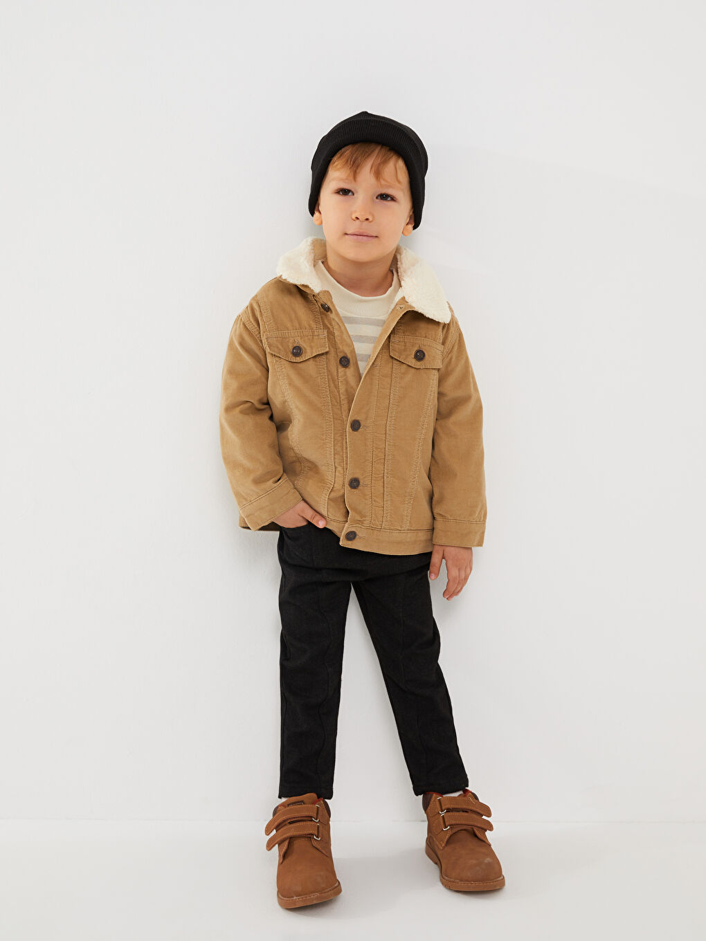 Polo Neck Long Sleeve Basic Baby Boy Velvet Jacket -W2AI50Z1-FM0