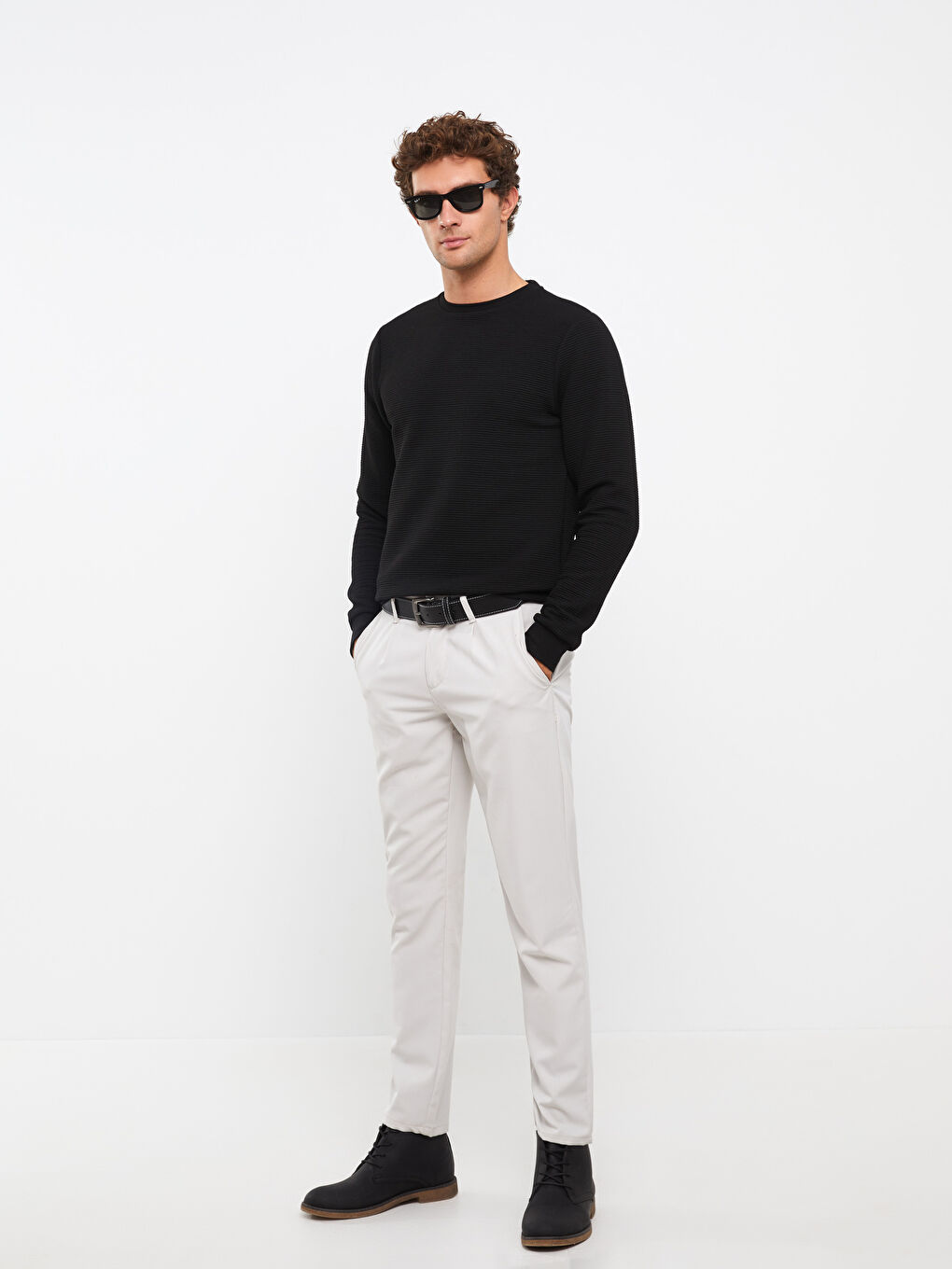 Hanorac cu Mânecă Lungă și Guler Rotund pentru Bărbați-2