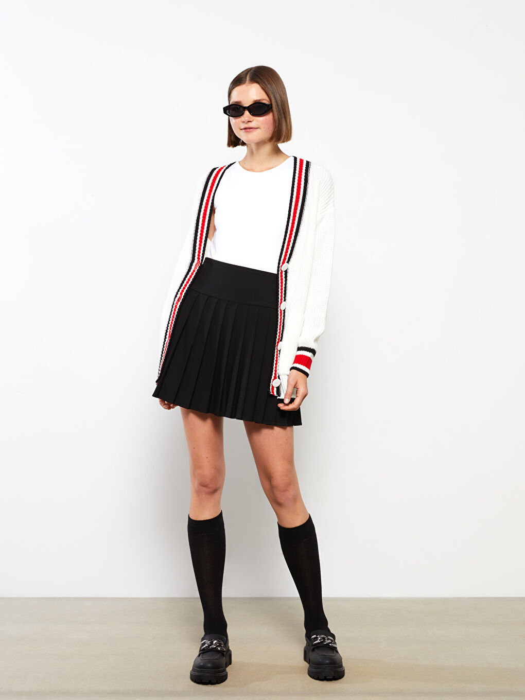 V Neck Striped Long Sleeve Women's Knitwear Cardigan