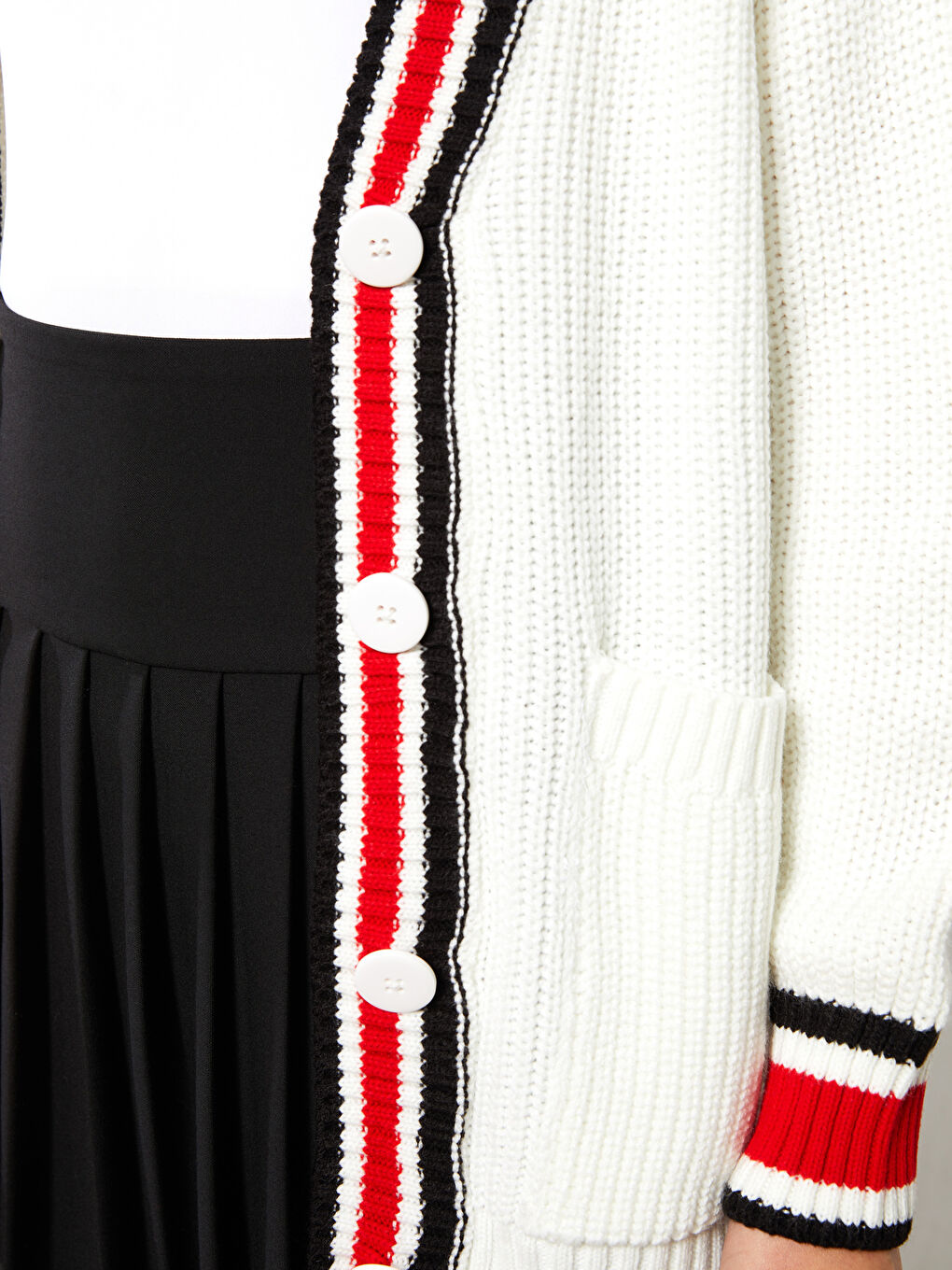 V Neck Striped Long Sleeve Women's Knitwear Cardigan-3