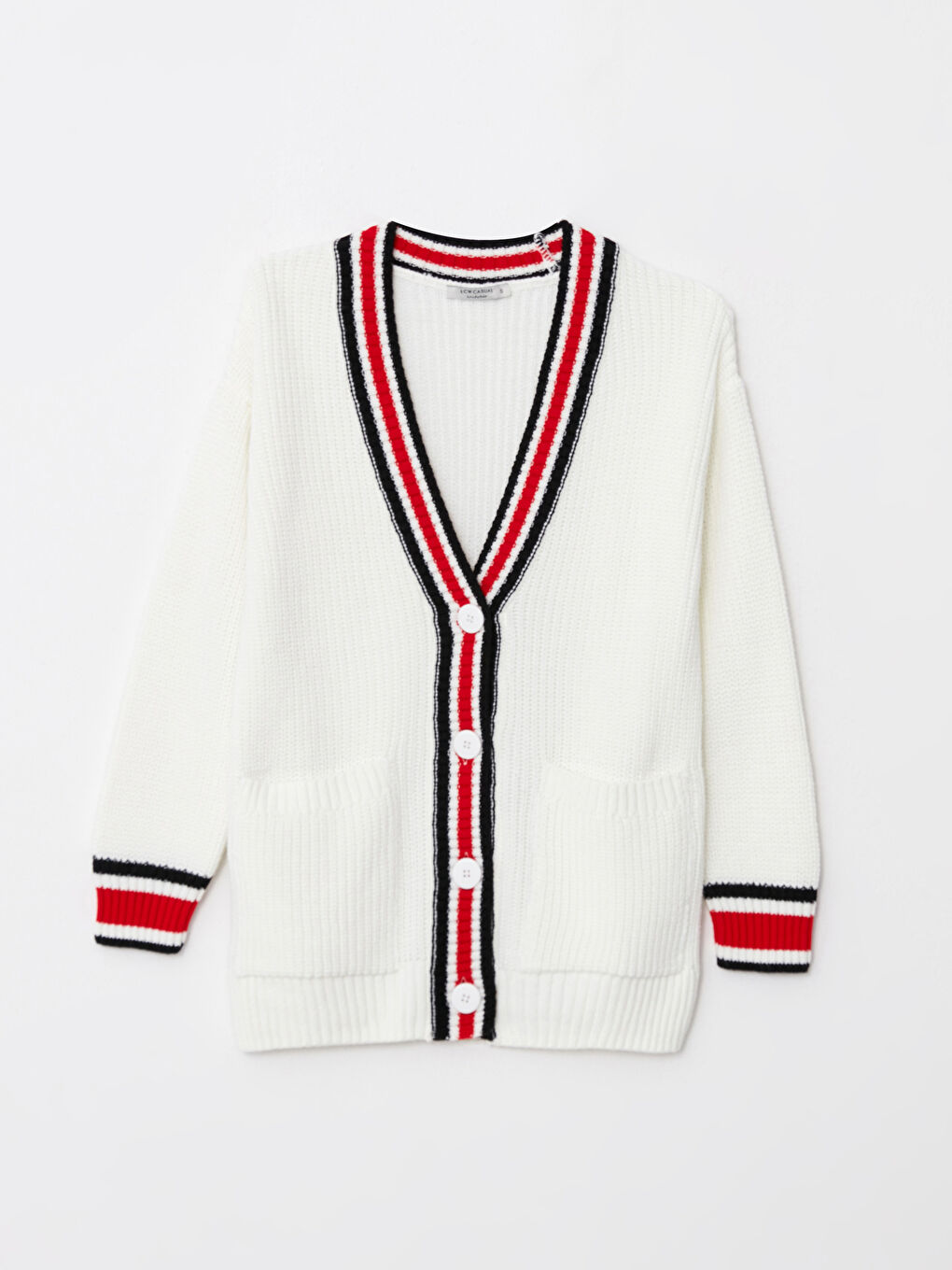 V Neck Striped Long Sleeve Women's Knitwear Cardigan-5