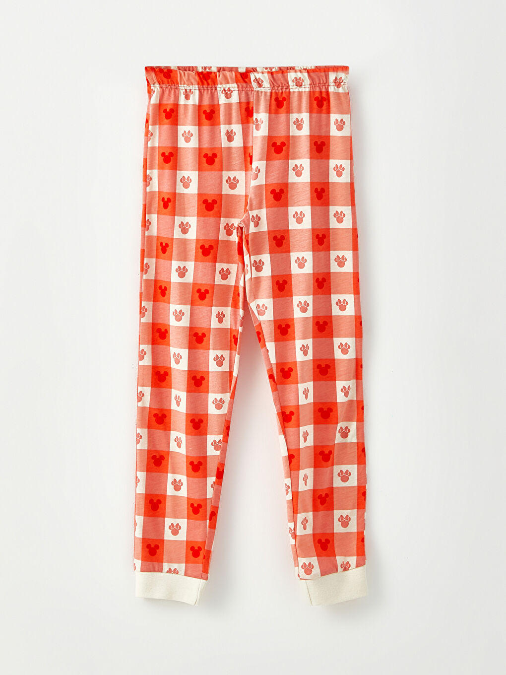 Set de pijama pentru fete cu guler rotund, Minnie și Mickey Mouse imprimat, mânecă lungă-2