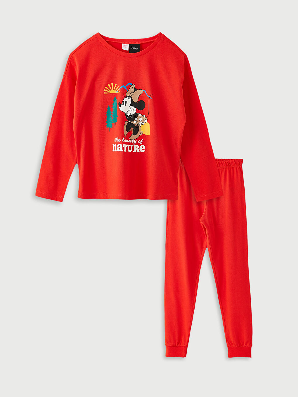 LCW Kids Crew Neck Minnie Mouse Printed Long Sleeve Girls' Pyjama Set -W2AI73Z4-HAJ