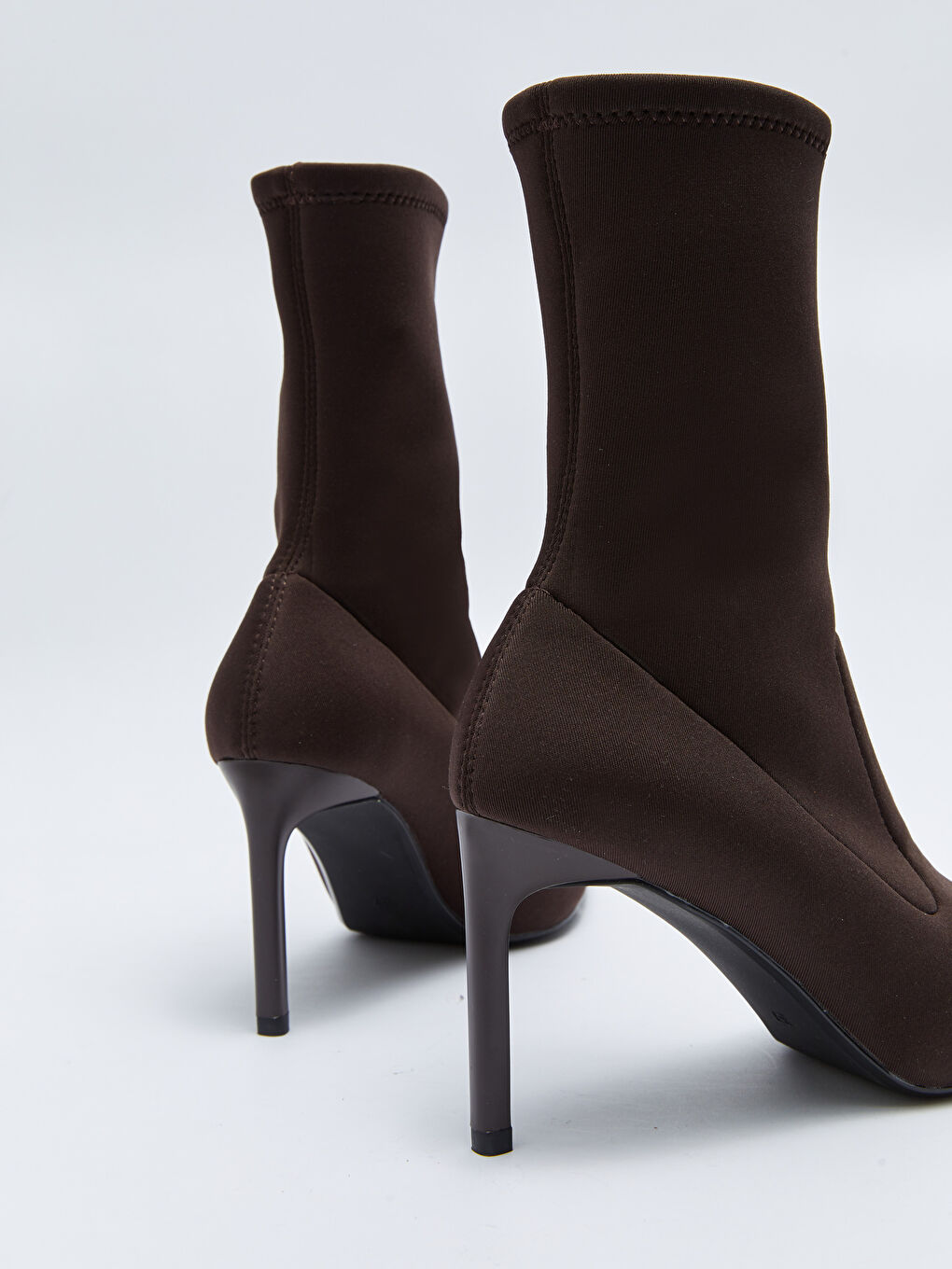 Kahverengi Kadın Topuklu Çorap Bot-4