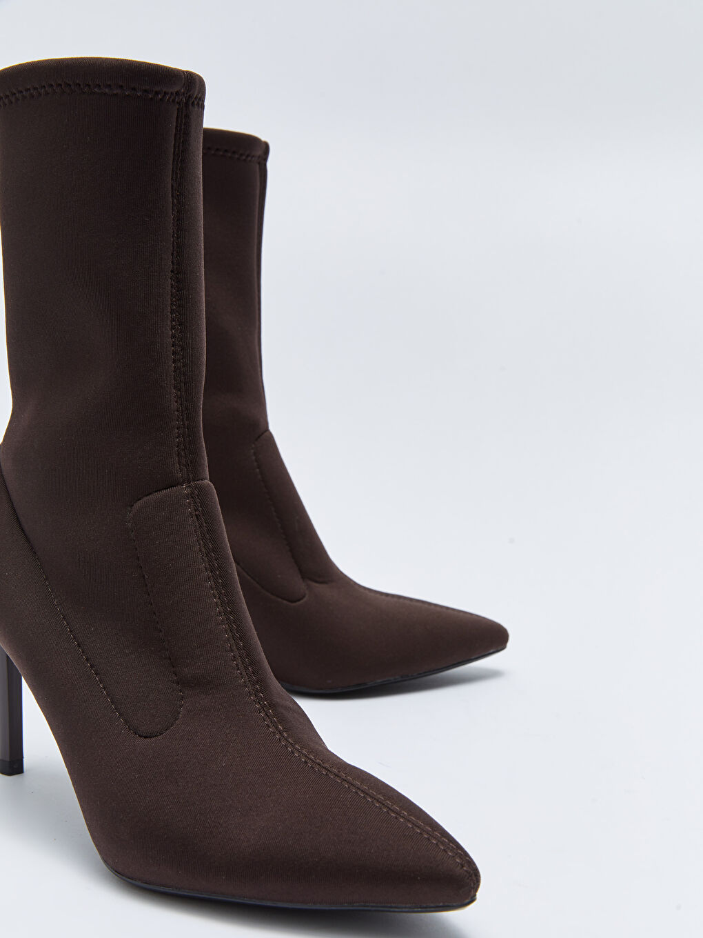 Kahverengi Kadın Topuklu Çorap Bot-5