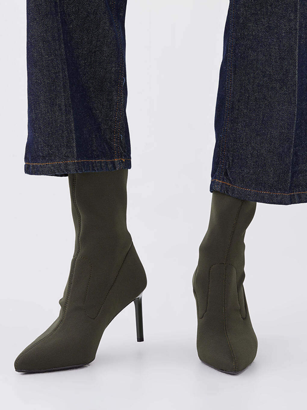 Haki Kadın Topuklu Çorap Bot-2