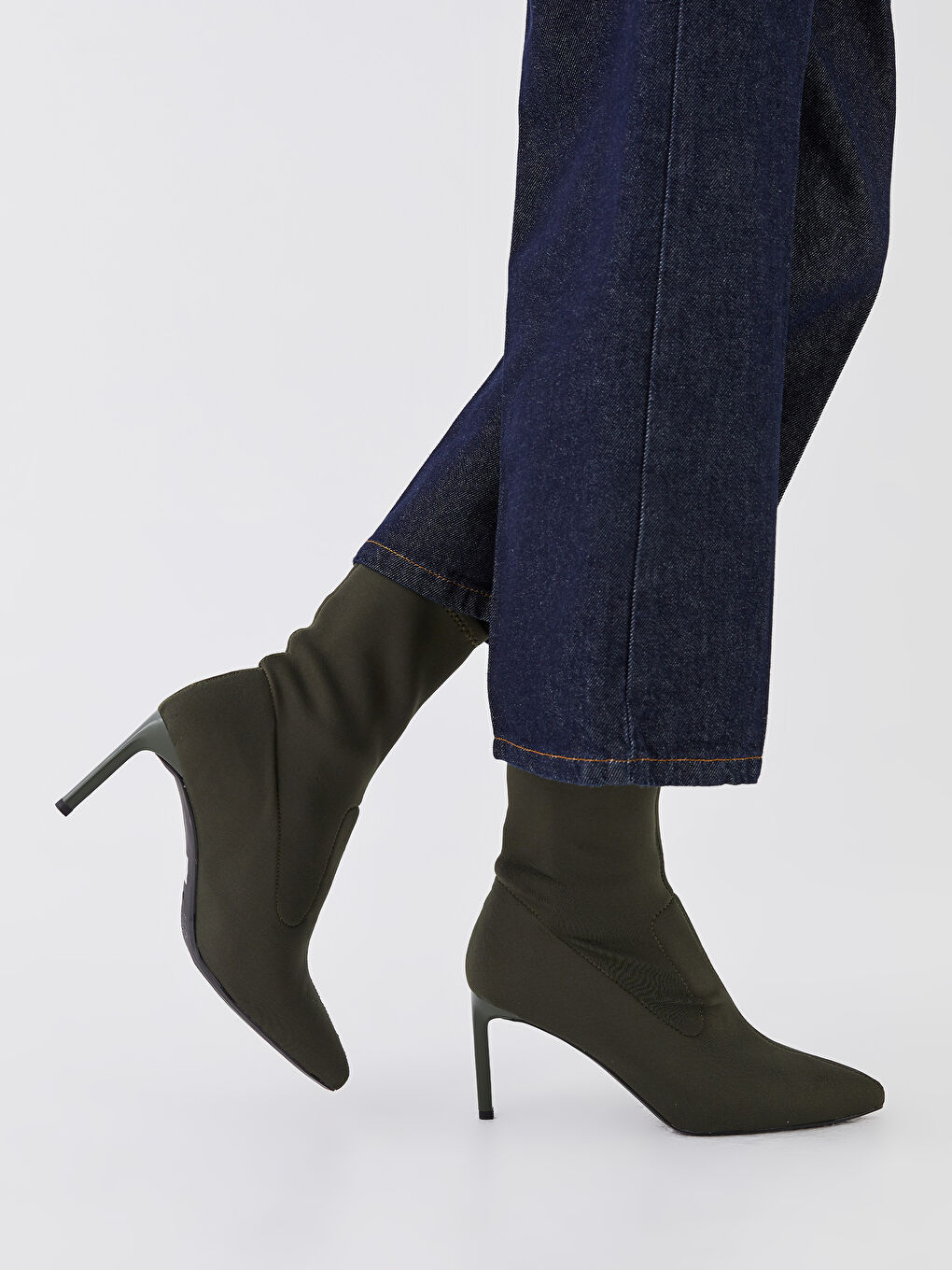 Haki Kadın Topuklu Çorap Bot-3