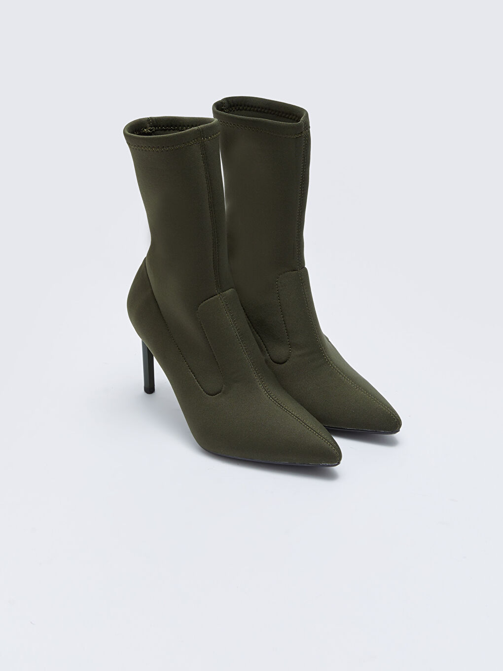 Haki Kadın Topuklu Çorap Bot-4