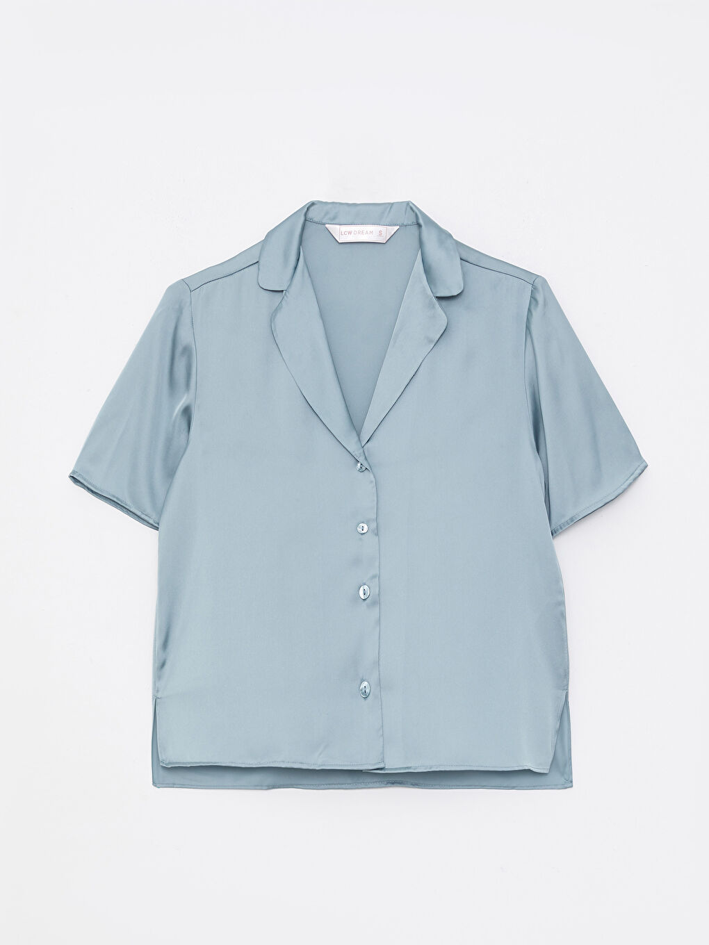 Shirt Collar Plain Short Sleeve Satin Women's Pyjamas Set-6