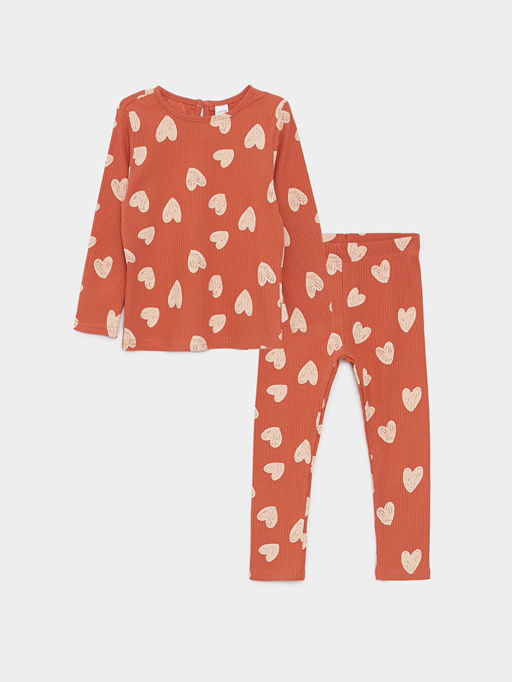 LCW ECO Crew Neck Long Sleeve Printed Cotton Baby Girl Sweatshirt and Tights 2-Pack Set -W2AJ16Z1-LR3