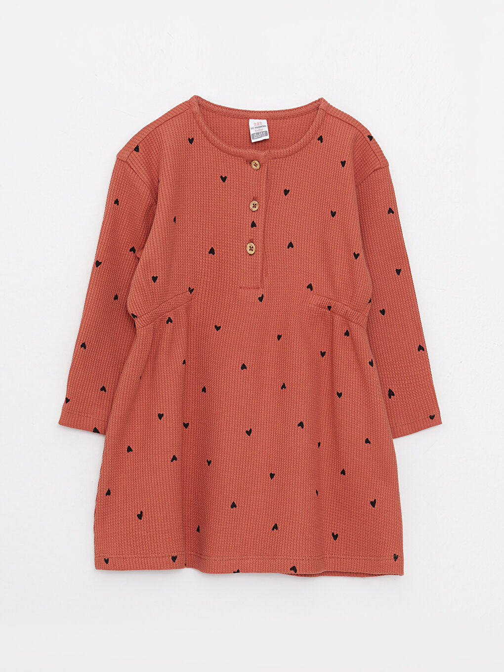 Crew Neck Long Sleeve Printed Cotton Baby Girl Dress