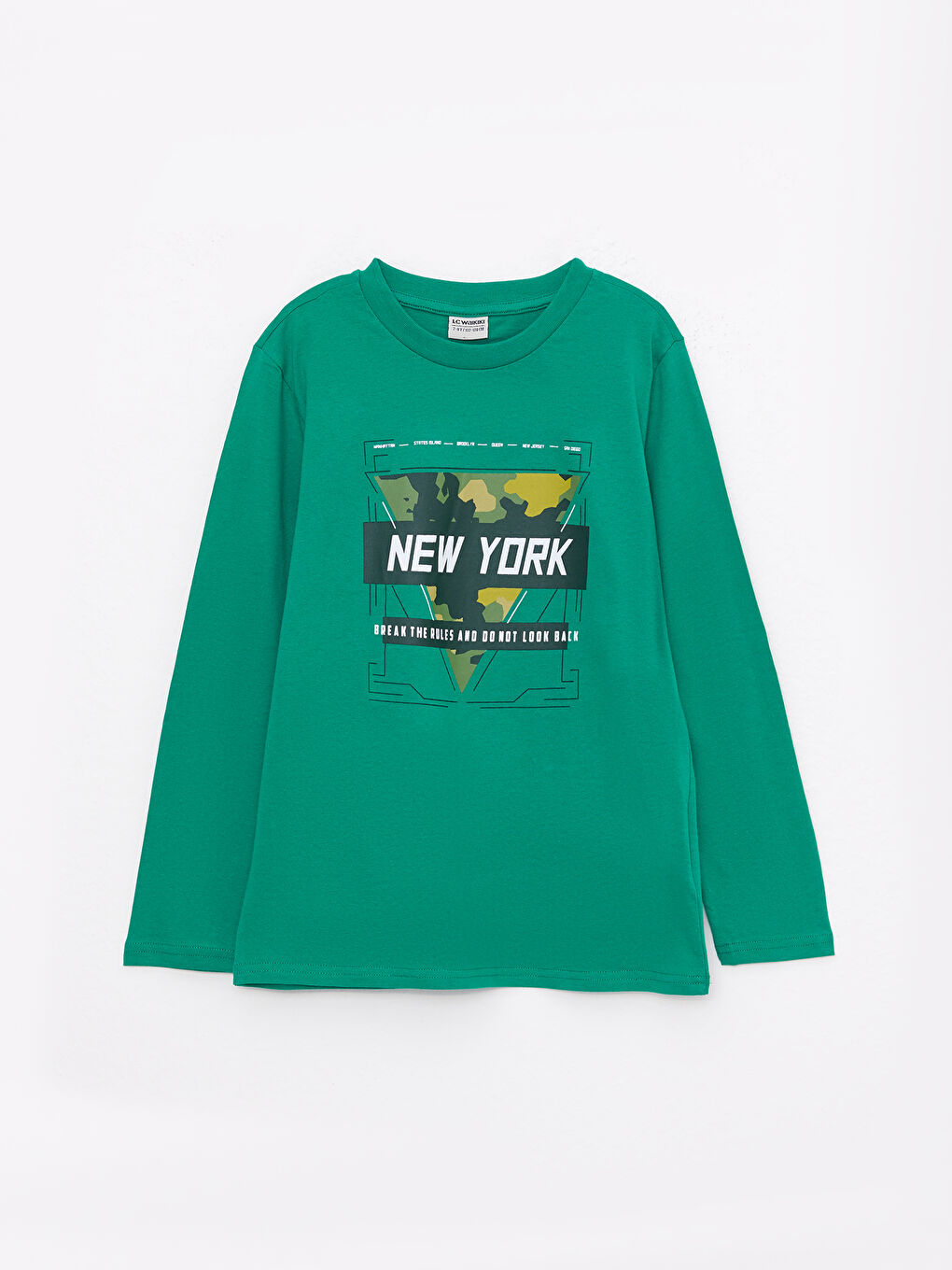 Yeşil Bisiklet Yaka Baskılı Uzun Kollu Erkek Çocuk Tişört ve Pantolon-1