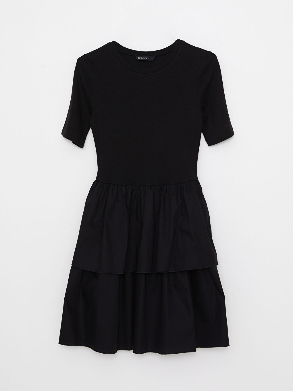 LCW Vision Crew Neck Plain Short Sleeve Women's Dress -W2AJ76Z8-CVL