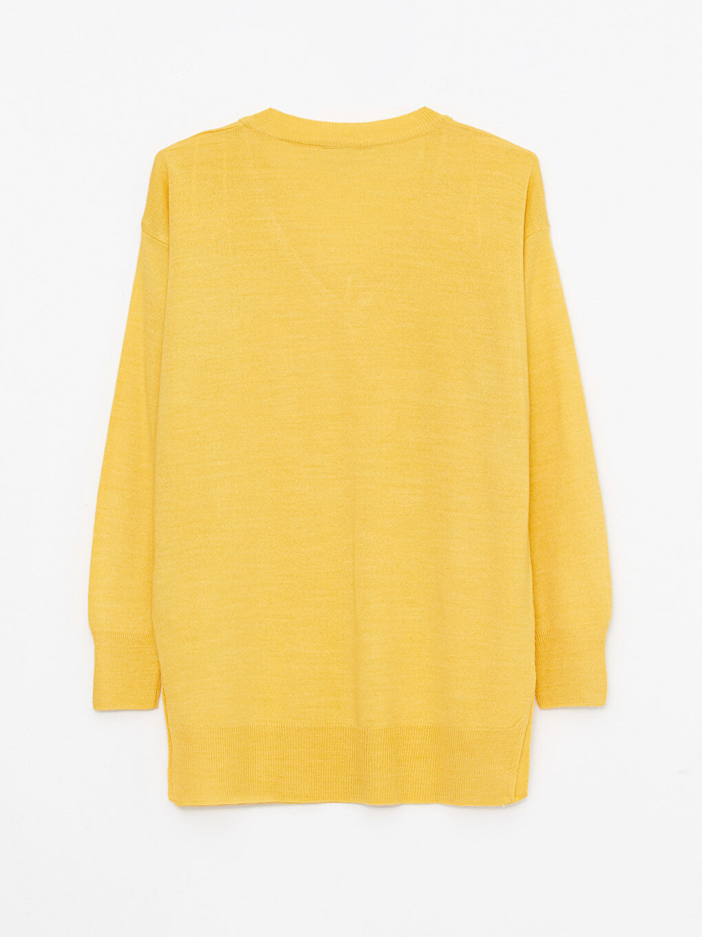 Sarı V Yaka Düz Uzun Kollu Hamile Triko Kazak-6