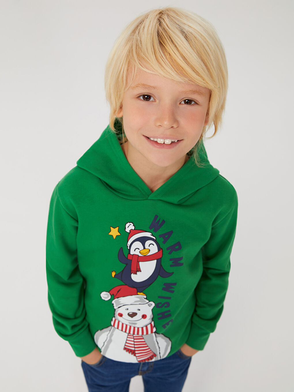 Hooded New Year Themed Long Sleeve Boy Sweatshirt-1