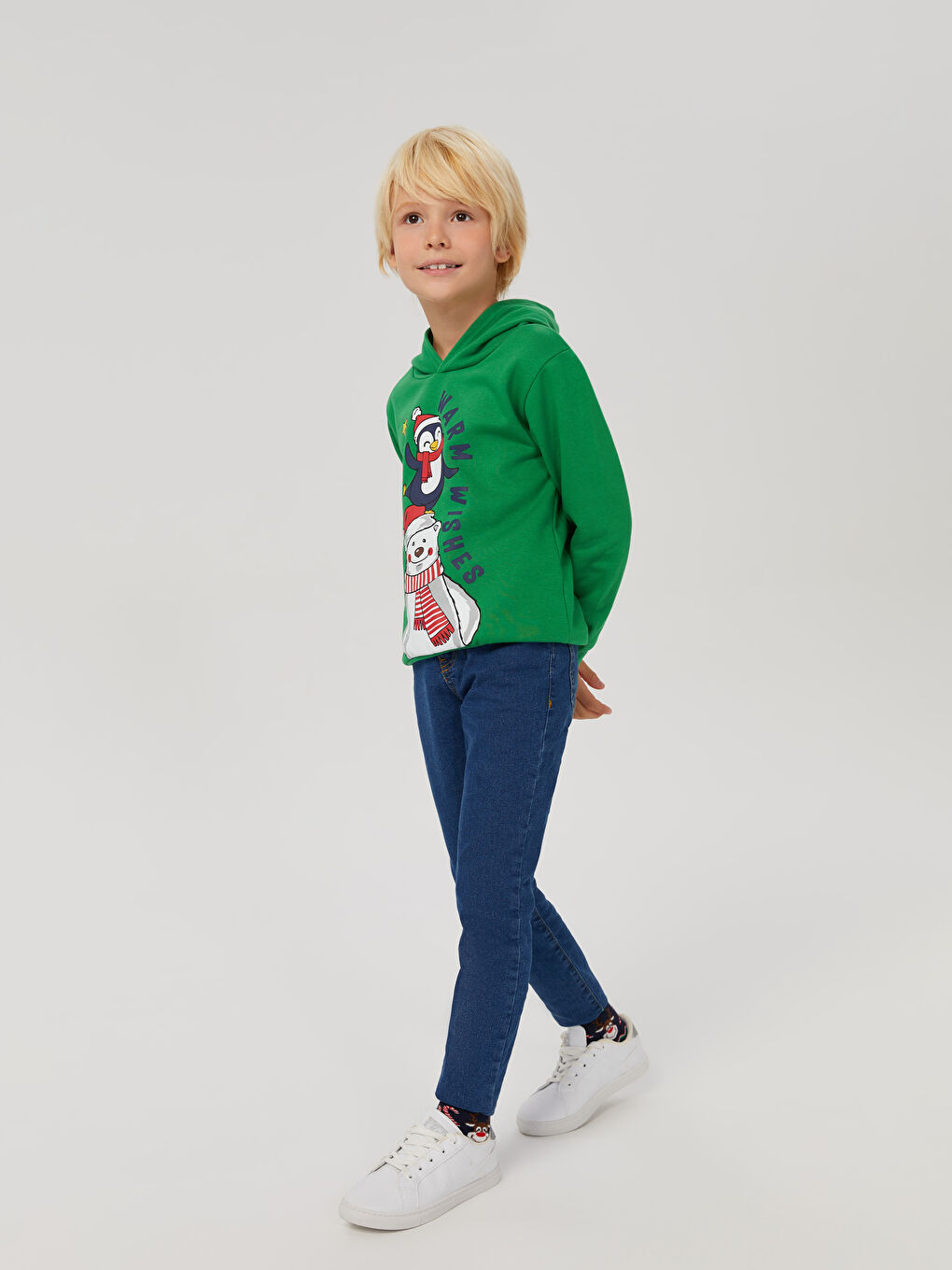 Hooded New Year Themed Long Sleeve Boy Sweatshirt-3
