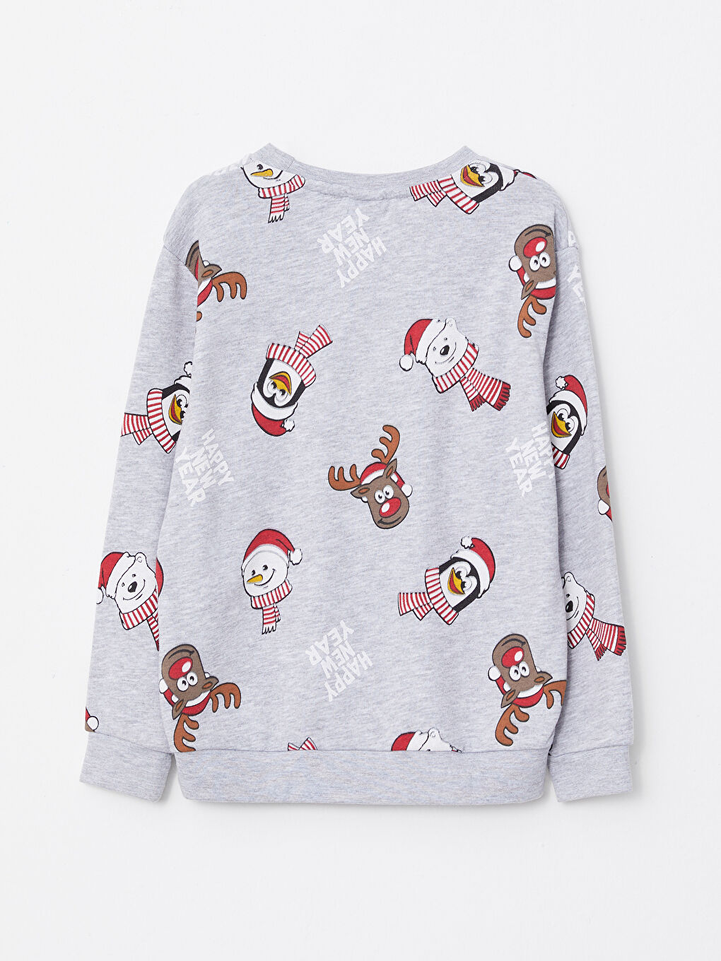 LCW Kids Bisiklet Yaka Yılbaşı Temalı Uzun Kollu Erkek Çocuk Sweatshirt -W2AJ97Z4-998