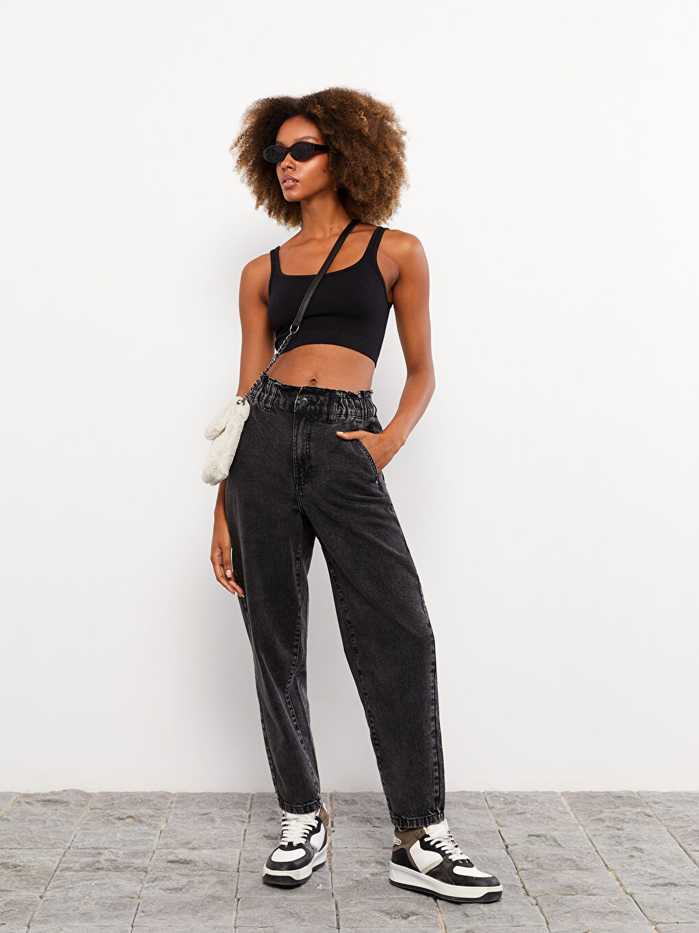 LCW Jeans Women's High Waisted Slouchy Regular Denim Trousers -W2AK11Z8-GRD