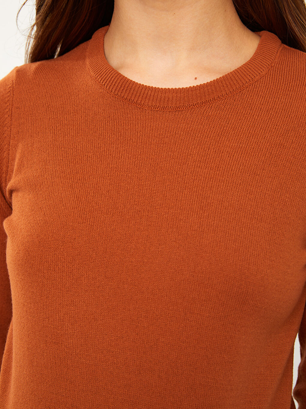 Crew Neck Plain Long Sleeve Maternity Knitwear Tunic-3