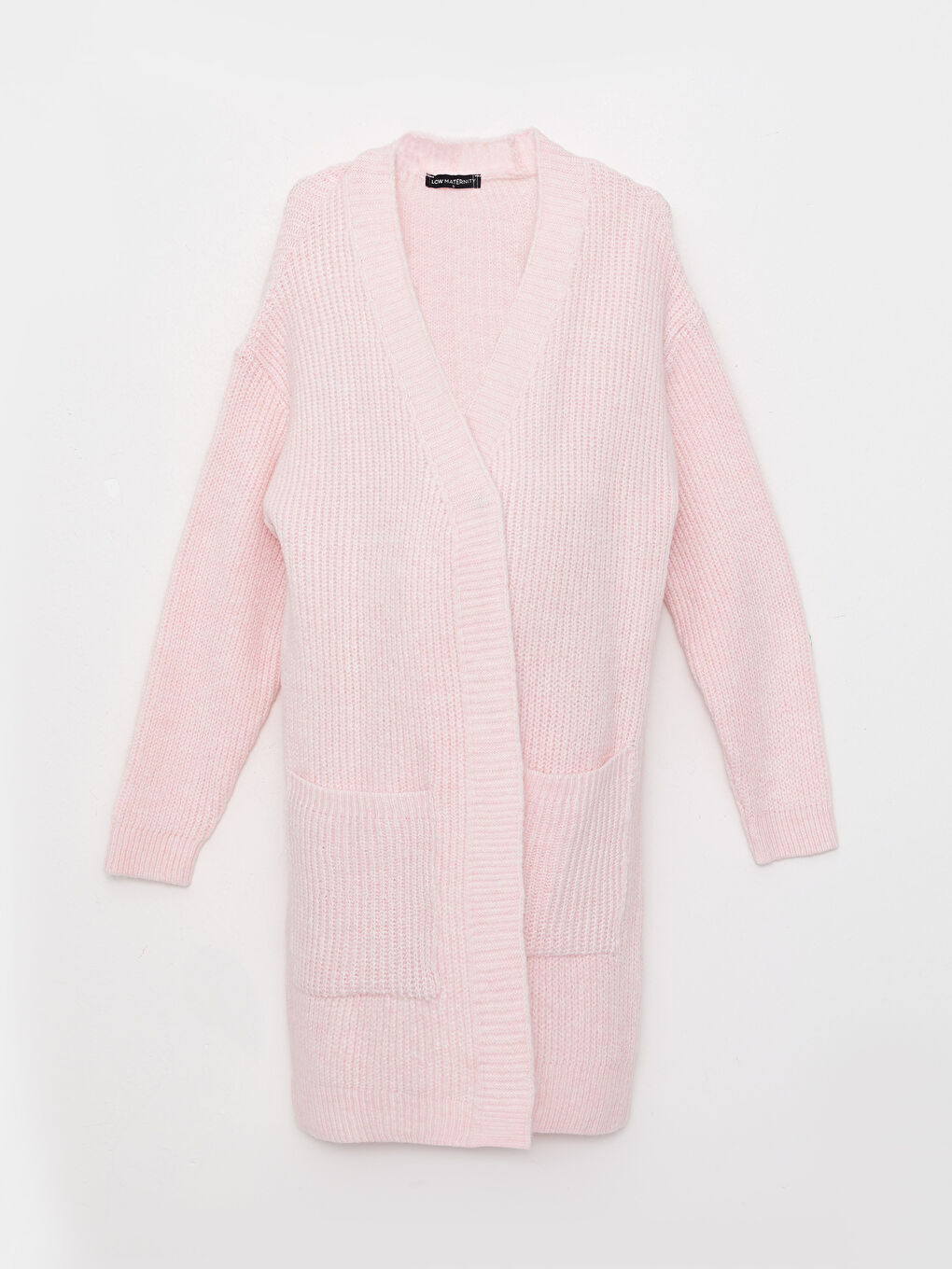 Shawl Collar Plain Long Sleeve Maternity Knitwear Cardigan-5