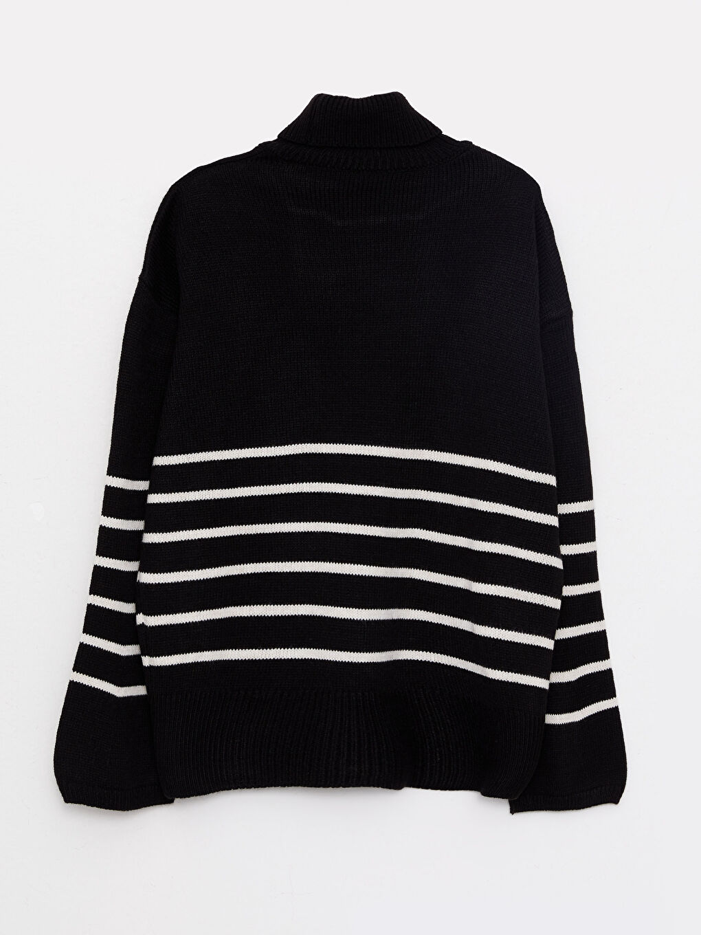 Turtleneck Striped Long Sleeve Maternity Knitwear Sweater -W2AK34Z8-LEG